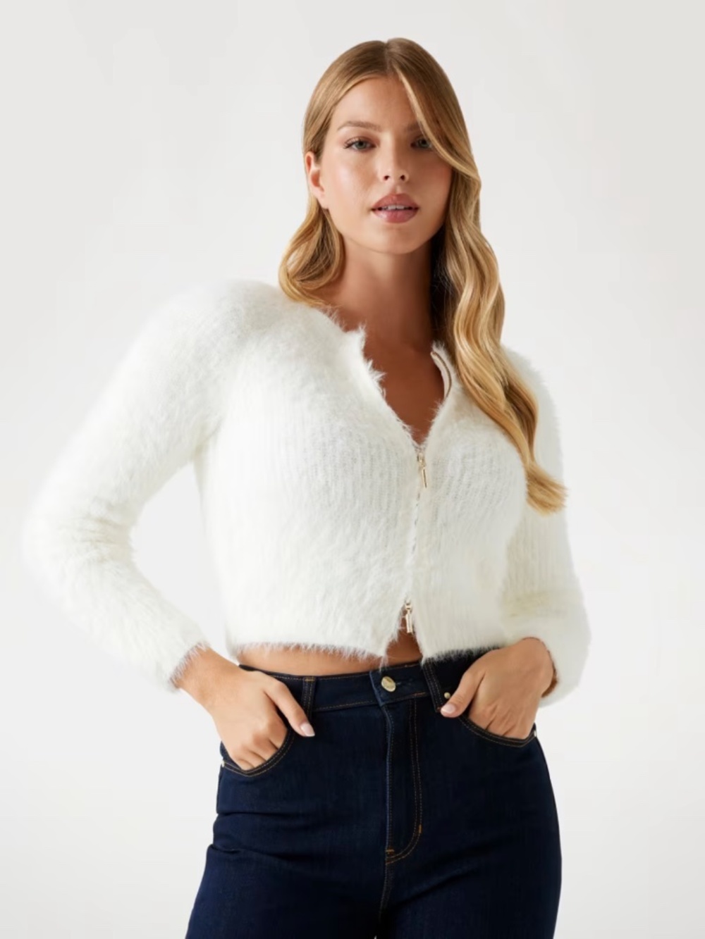 Guess front zip cardigan